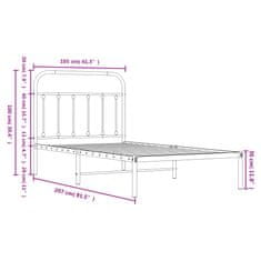 Vidaxl Kovový rám postele s čelem bílý 100 x 200 cm