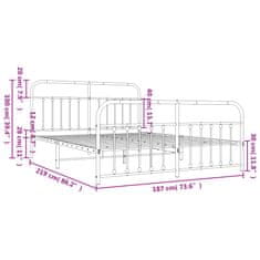 Vidaxl Kovový rám postele s hlavovým a nožním čelem bílý 183 x 213 cm