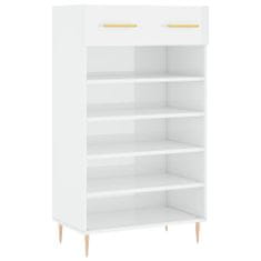 Greatstore Botník bílý s vysokým leskem 60 x 35 x 105 cm kompozitní dřevo