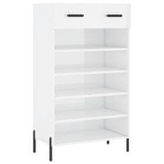 Greatstore Botník bílý s vysokým leskem 60 x 35 x 105 cm kompozitní dřevo