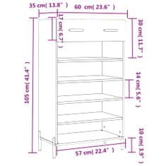 Vidaxl Botník dub sonoma 60 x 35 x 105 cm kompozitní dřevo