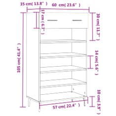 Vidaxl Botník černý 60 x 35 x 105 cm kompozitní dřevo