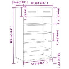 Vidaxl Botník bílý s vysokým leskem 60 x 35 x 105 cm kompozitní dřevo