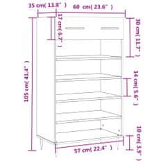 Vidaxl Botník hnědý dub 60 x 35 x 105 cm kompozitní dřevo