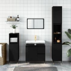 Greatstore Koupelnová skříňka černá 30 x 30 x 190 cm kompozitní dřevo