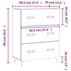 Vidaxl Komoda bílá 69,5 x 34 x 90 cm kompozitní dřevo