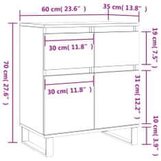 Vidaxl Příborník bílý s vysokým leskem 60x35x70 cm kompozitní dřevo