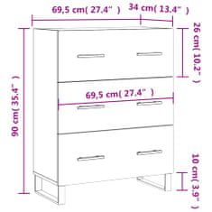 Vidaxl Příborník bílý 69,5 x 34 x 90 cm kompozitní dřevo