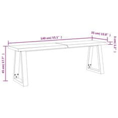 Vidaxl Lavice s živou hranou 140 cm masivní akáciové dřevo