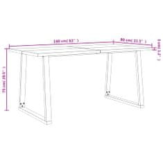 Vidaxl Jídelní stůl s živou hranou 160x80x75 cm masivní akáciové dřevo