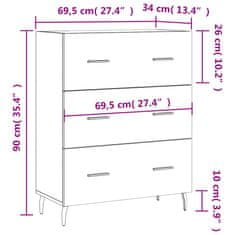 Vidaxl Příborník bílý s vysokým leskem 69,5x34x90 cm kompozitní dřevo