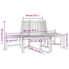 Vidaxl Lavice ke stromu půlkruhová Ø 201 cm masivní teakové dřevo