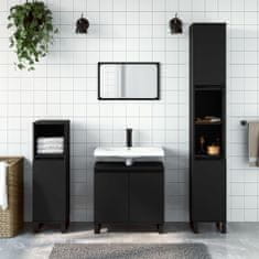 Greatstore 3dílný set koupelnových skříněk černý kompozitní dřevo