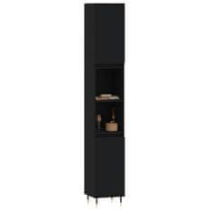 Greatstore Koupelnová skříňka černá 30 x 30 x 190 cm kompozitní dřevo