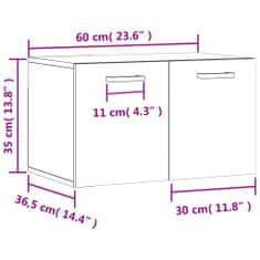 Vidaxl Nástěnná skříňka bílá s vysokým leskem 60x36,5x35 cm kompozit