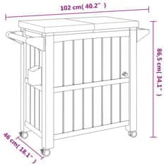 Vidaxl Servírovací vozík 3 v 1 hnědý polypropylen