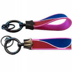 INNA Klíčenka silikonová šňůrka na klíče s karabinou kroužek na klíče modro-růžová barva