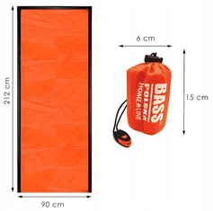 Bass Izotermická nouzová folie/spacák 212x90cm, s píšťalkou BASS