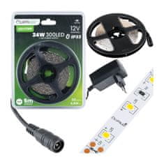 LUMILED Sada LED pás 5m 12V 24W 300LED SMD neutrálna bílá 8mm + NAPÁJECÍ ADAPTÉR