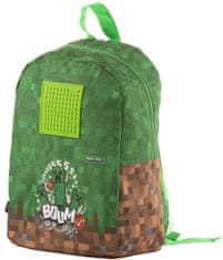 CurePink Dětský batoh Minecraft: Creeper Boom (objem 14 litrů|27 x 34 x 15 cm)