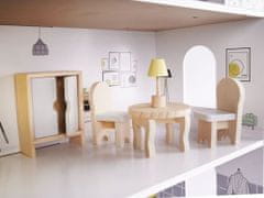 KIK Domeček pro panenky dřevěný MDF + nábytek 70cm šedý