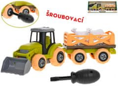 Traktor 28 cm šroubovací volný chod s vlečkou a ovečkami 2 ks