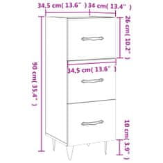 Vidaxl Příborník bílý s vysokým leskem 34,5x34x90 cm kompozitní dřevo