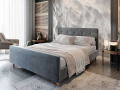 Veneti Manželská čalouněná postel NESSIE - 160x200, světle šedá