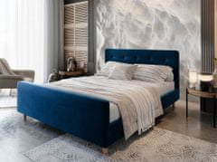 Veneti Manželská čalouněná postel NESSIE - 160x200, modrá