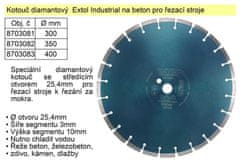 Extol Industrial Kotouč diamantový Extol Industrial na beton 350mm segmentový pro řezací stroje