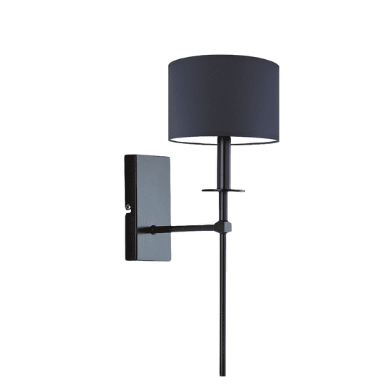 LYSNE.PL Vertikální LED nástěnná lampa v moderním stylu, látkové stínidlo, válec, E27, 60W, VADUZ, rámeček černý