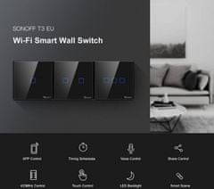 Sonoff Chytrý vypínač WiFi + RF 433 T3 EU TX (3-channels) černá