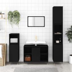 Greatstore Koupelnová skříňka černá 30 x 30 x 100 cm kompozitní dřevo