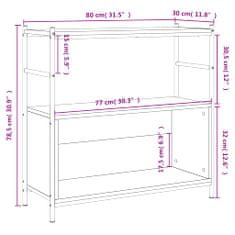 Vidaxl Knihovna hnědý dub 80 x 30 x 78,5 cm kompozitní dřevo a železo