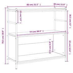 Vidaxl Knihovna šedá sonoma 80x30x78,5 cm kompozitní dřevo a železo