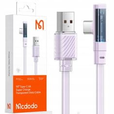 Mcdodo Kabel USB-C, úhlový, výkonný, superrychlý, Mcdodo, 100W, 1,2M, fialový CA-3421