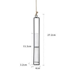 Northix Závěsná skleněná váza s ocelovým rámem 