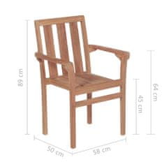 Vidaxl Stohovatelné zahradní židle 2 ks masivní teakové dřevo