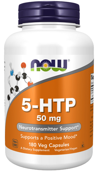 NOW Foods 5-HTP, 50 mg, 180 rostlinných kapslí
