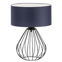 LYSNE.PL Průmyslová stolní lampa se stínidlem, drátěná noční lampa, podkrovní lampa, LUKKA, černý rám, tmavě modrá
