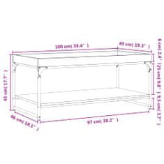 Vidaxl Konferenční stolek dub sonoma 100 x 49 x 45 cm kompozitní dřevo