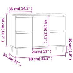 Vidaxl Koupelnová skříňka hnědý dub 80 x 33 x 60 cm kompozitní dřevo