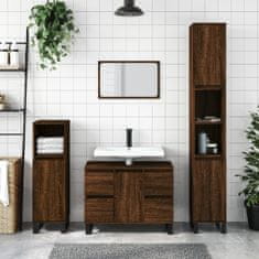 Greatstore Koupelnová skříňka hnědý dub 30 x 30 x 100 cm kompozitní dřevo