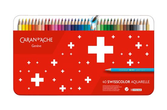 Caran´d Ache Akvarelové pastelky "Swisscolor", 40 ks, kovový box, 1285.740