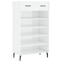 Greatstore Botník bílý s vysokým leskem 60 x 35 x 105 cm kompozitní dřevo