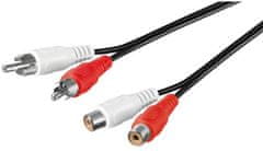 PremiumCord Kabel 2x CINCH-2x CINCH, M/F 3m