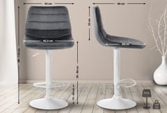 BHM Germany Barová židle Lex, samet, bílá podnož / tmavě šedá
