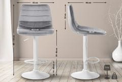 BHM Germany Barová židle Lex, samet, bílá podnož / šedá