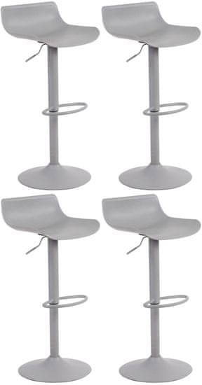 BHM Germany Barové židle Aveiro (SET 4 ks), plast, šedá
