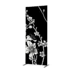 Jansen Display Potištěná látková dělící stěna Deco 85-200 Japonské třešňové květy černé
